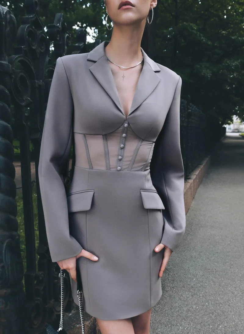 Lichi Corset-panel mini blazer dress